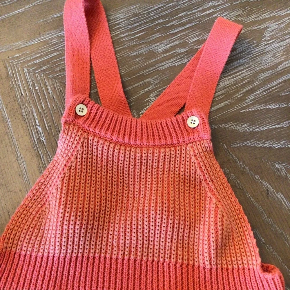 Cat & Jack Baby Girls Orange Rib Knit Sweater Overall Romper Size 18mo